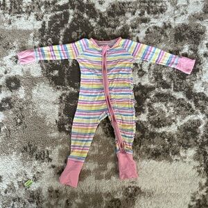 Little Sleepies Pink sunshine Stripes Footed One-Piece
